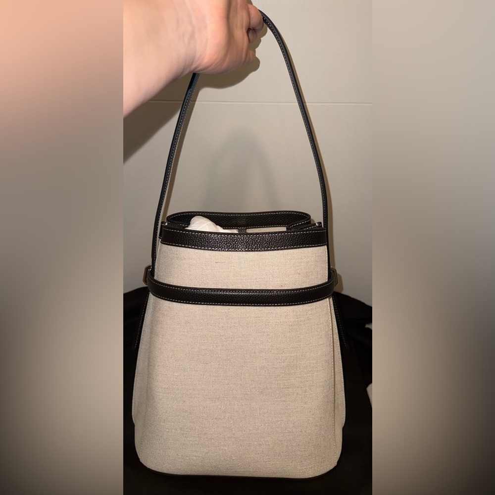 Toteme Belted Backed Bag, Canvas Black Leather - Picture 15 of 17